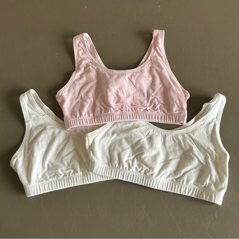 Fruit Of The Loom Training Bra Racerback Sports Bra Size 34 (2) White & (1) Pink